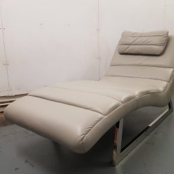 Grey leather chaise